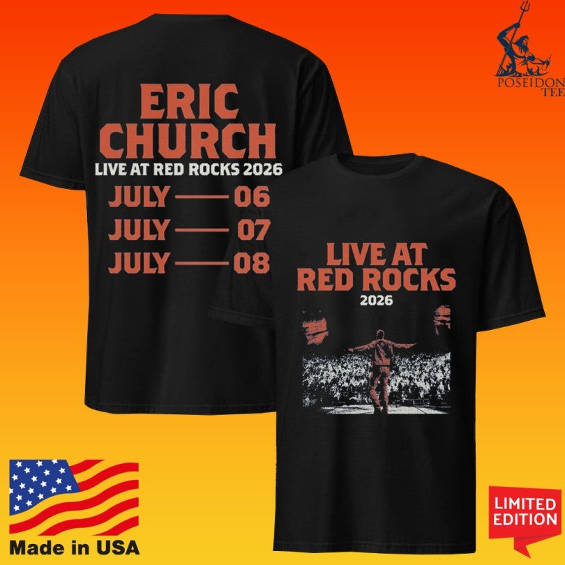 Eric Church Live At Red Rocks 2026 Event - Adult & Kids T-Shirts, Sweatshirts & Hoodies apparel design preview 1