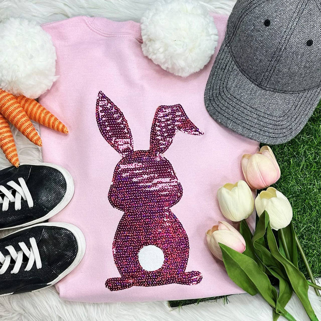 Purple Sequin Bunny Patch Crewneck - Adult & Kids T-Shirts, Sweatshirts & Hoodies apparel design preview 1