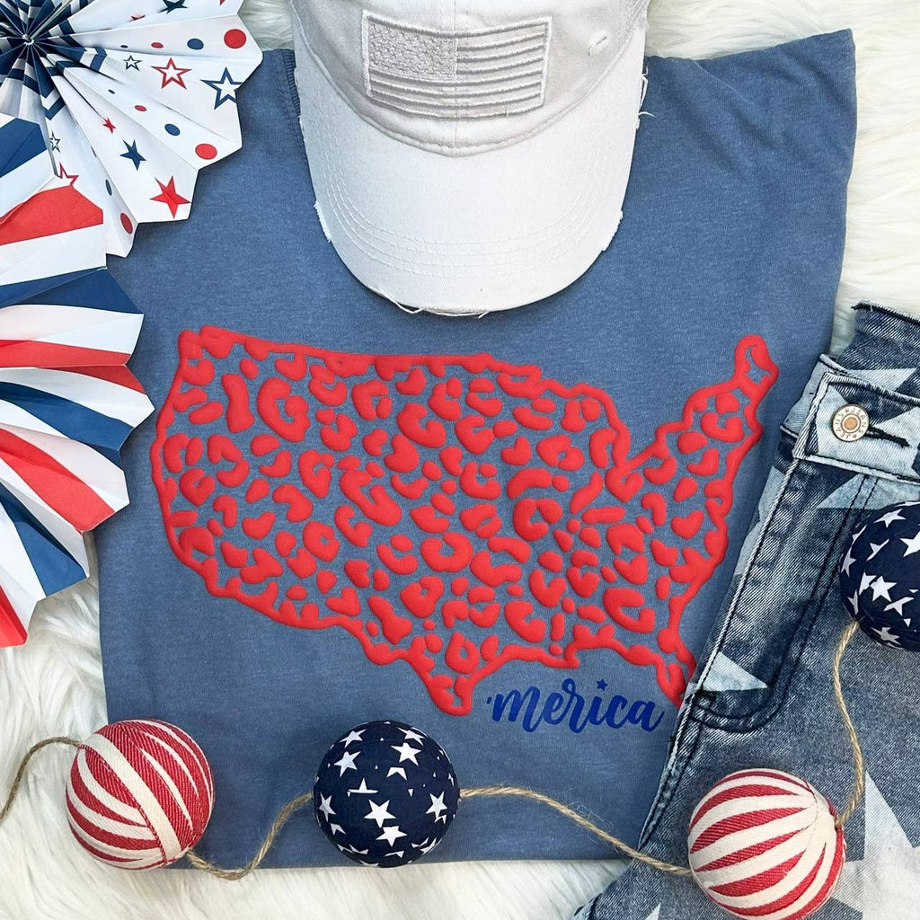 Leopard United States Puff Pigment Dyed - Adult & Kids T-Shirts, Sweatshirts & Hoodies apparel design preview 1