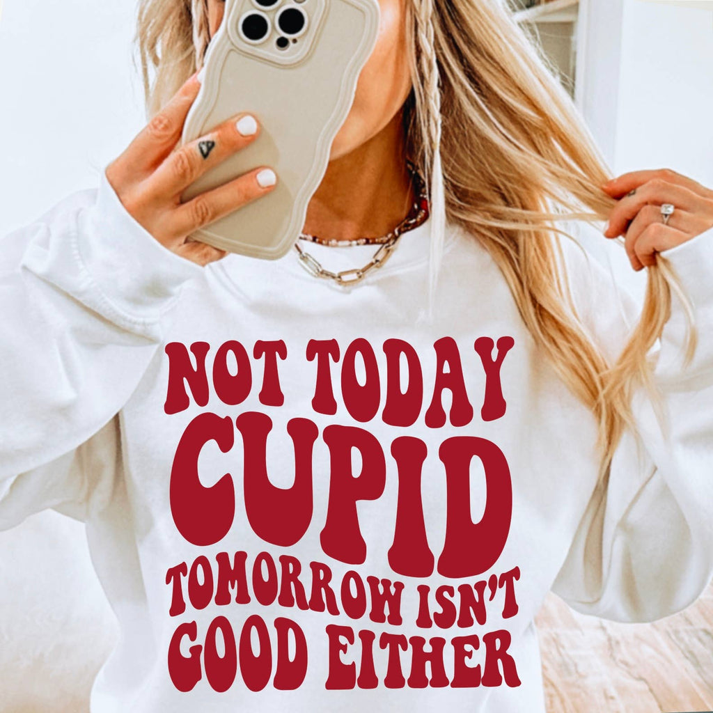 Not Today Cupid Graphic Crewneck - Adult & Kids T-Shirts, Sweatshirts & Hoodies apparel design preview 1