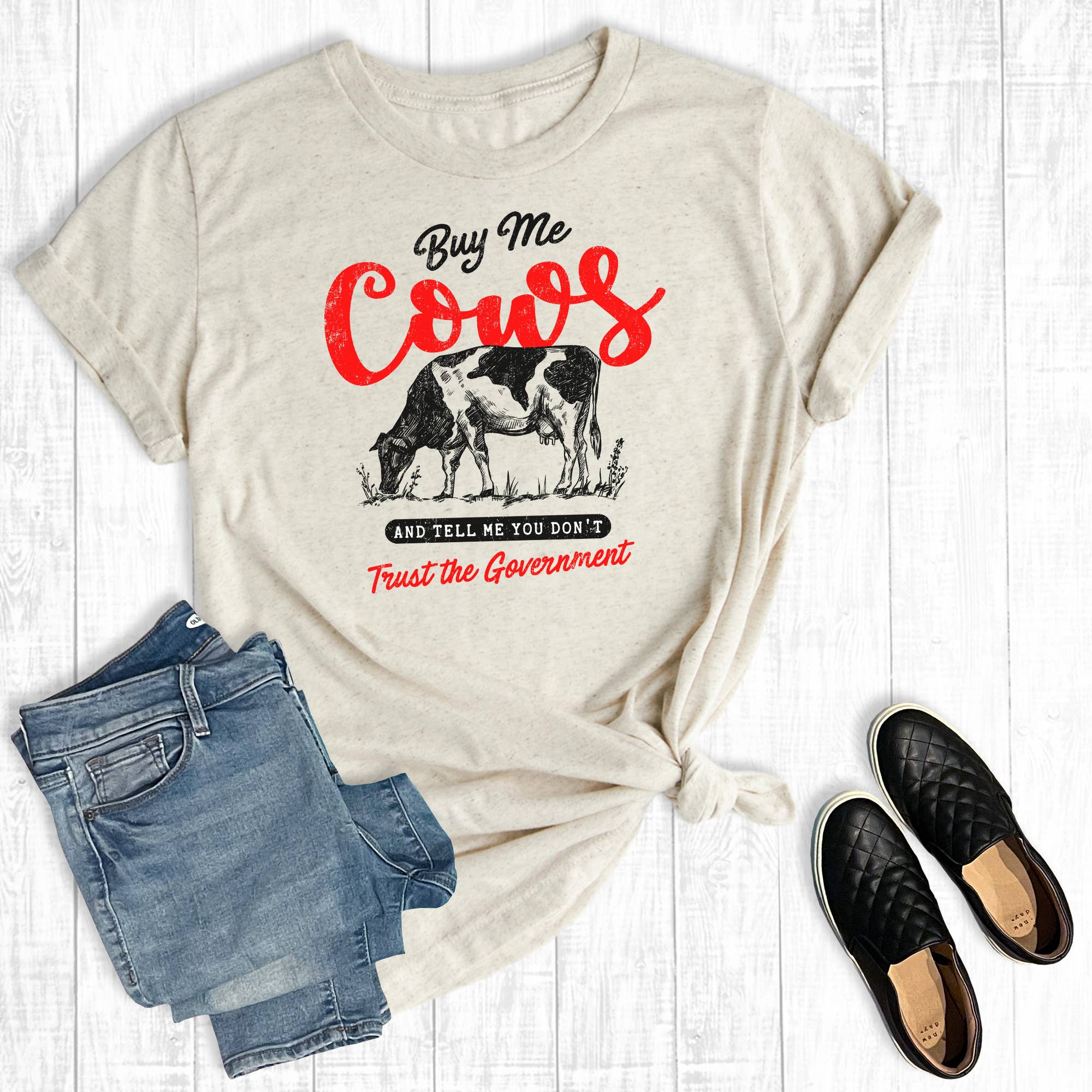 Western Buy Cows and Don't Trust the Government - Adult & Kids T-Shirts, Sweatshirts & Hoodies apparel design preview 1