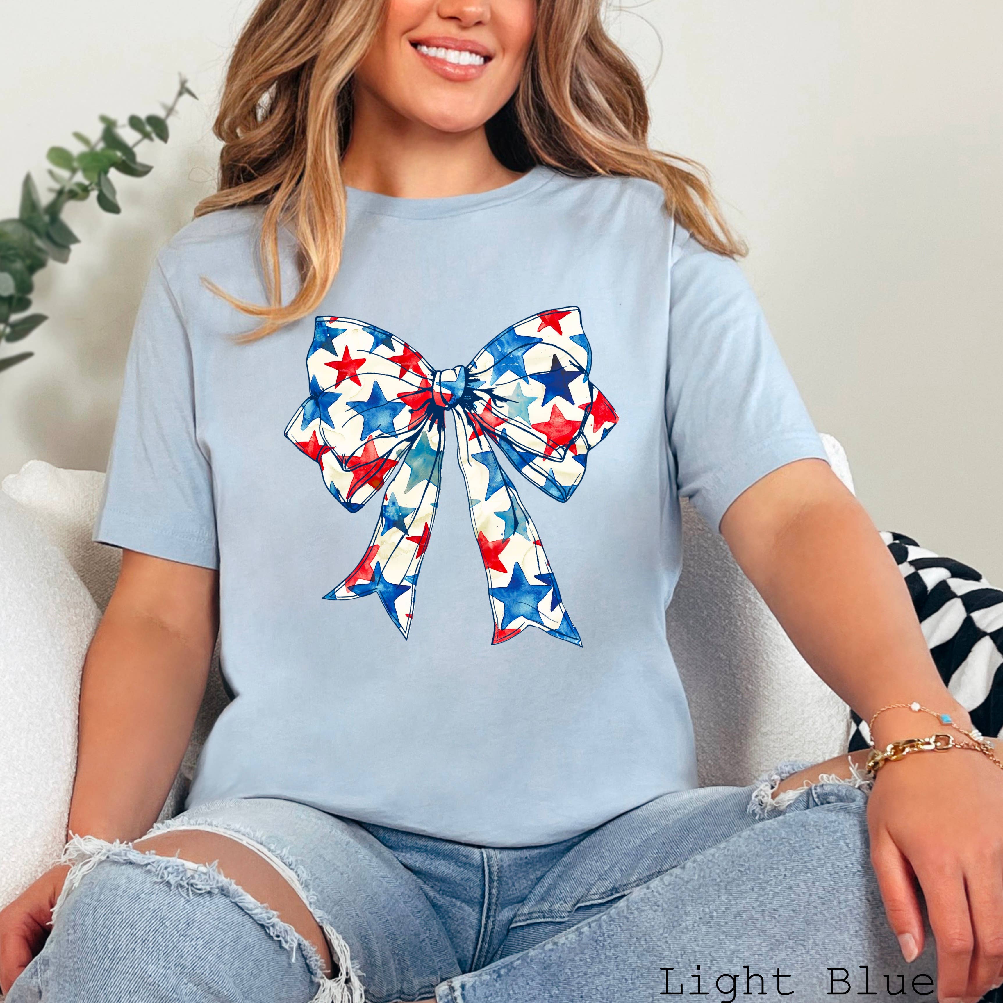 Coquette Star Bow July 4th Graphic Bella Canvas - Adult & Kids T-Shirts, Sweatshirts & Hoodies apparel design preview 1