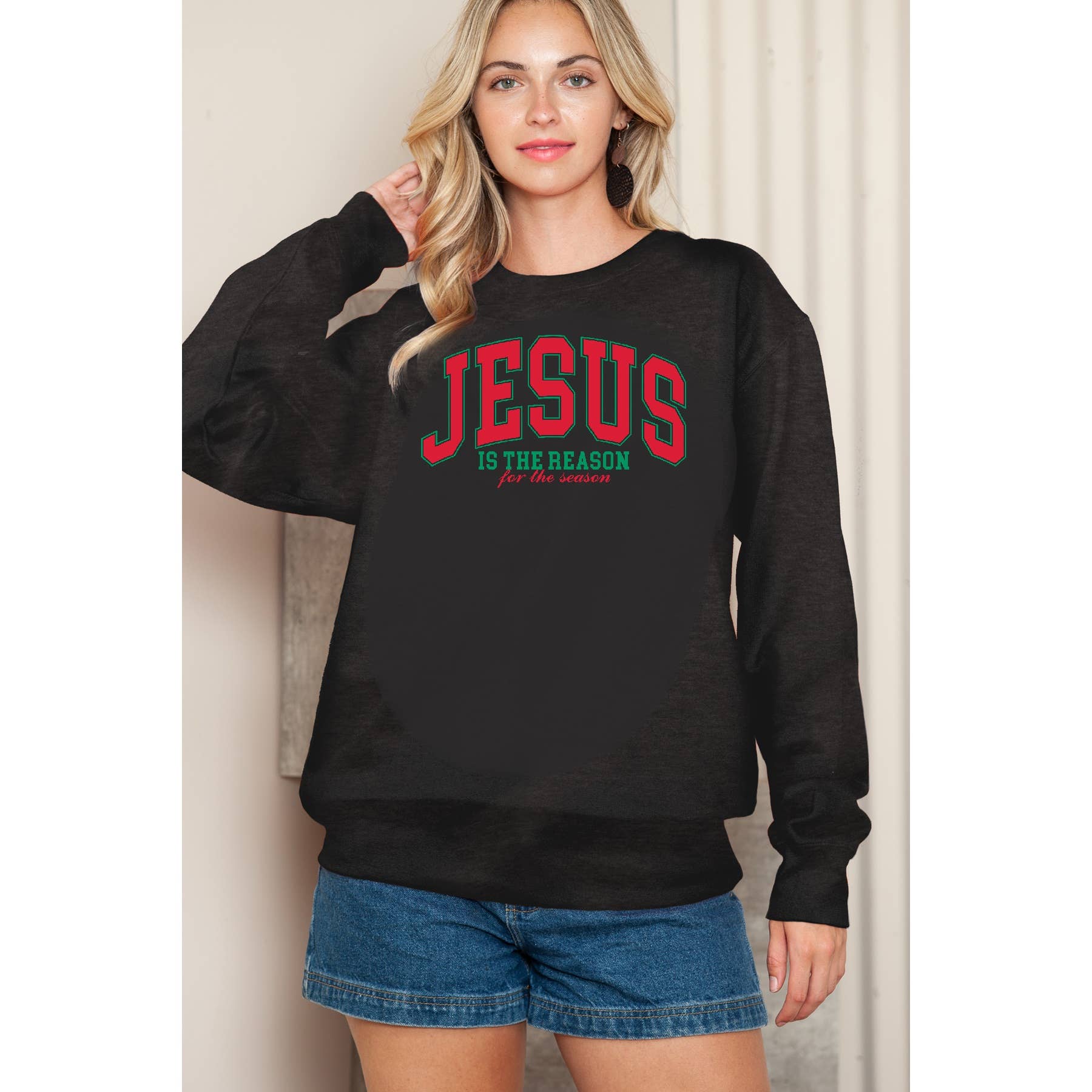 Jesus Is the Reason For Season Crewneck - Adult & Kids T-Shirts, Sweatshirts & Hoodies apparel design preview 1