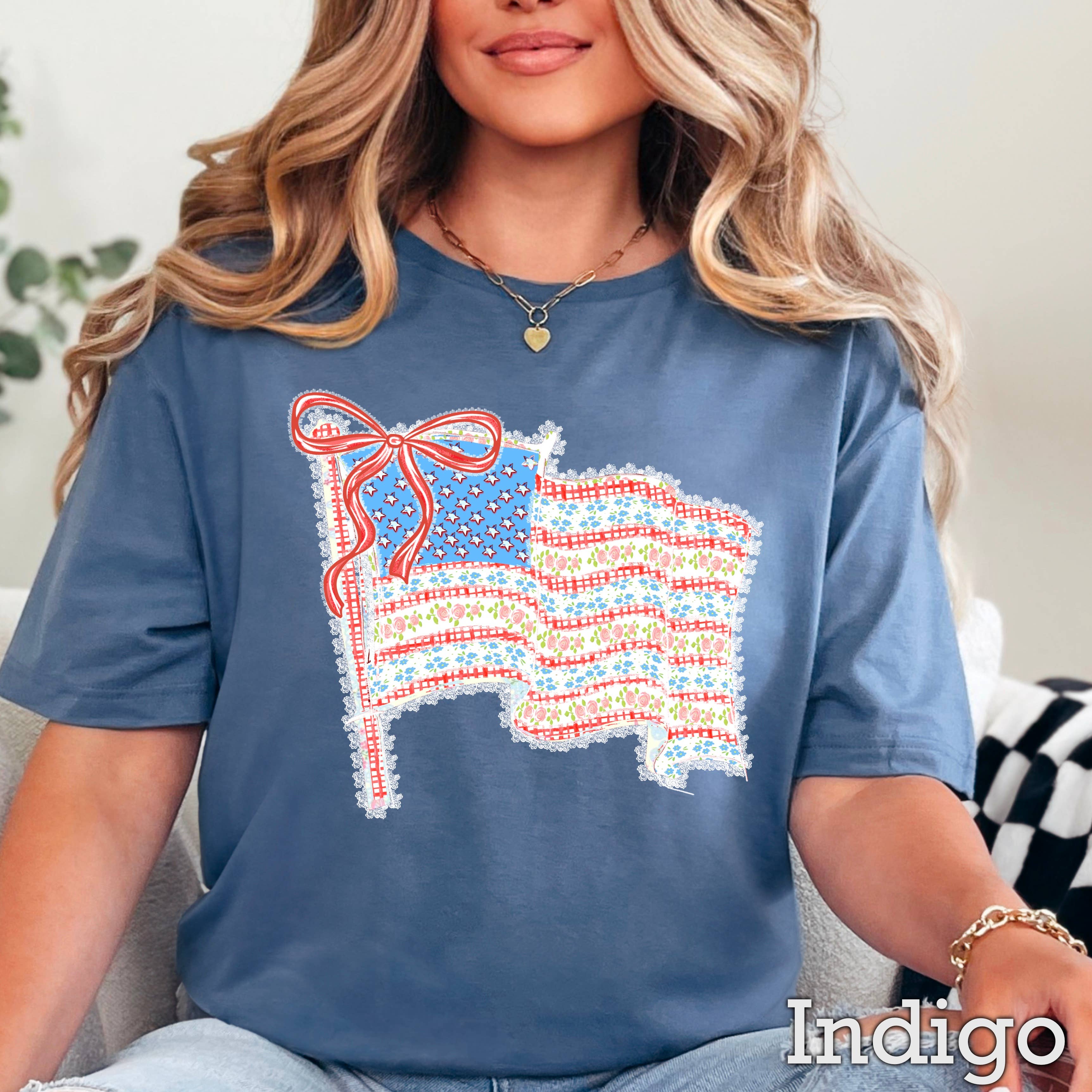 Preppy Patriotic Flag July 4th Graphic Gildan - Adult & Kids T-Shirts, Sweatshirts & Hoodies apparel design preview 1