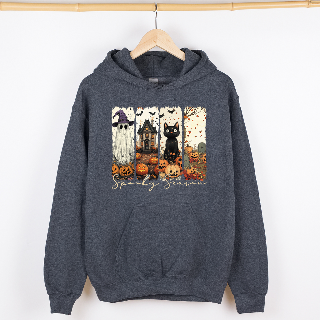 Spooky Season Halloween, Cat, Ghost Autumn, Fall - Adult & Kids T-Shirts, Sweatshirts & Hoodies apparel design preview 1