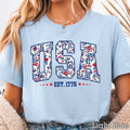 USA Floral July 4th Graphic Gildan - Adult & Kids T-Shirts, Sweatshirts & Hoodies apparel design preview 1