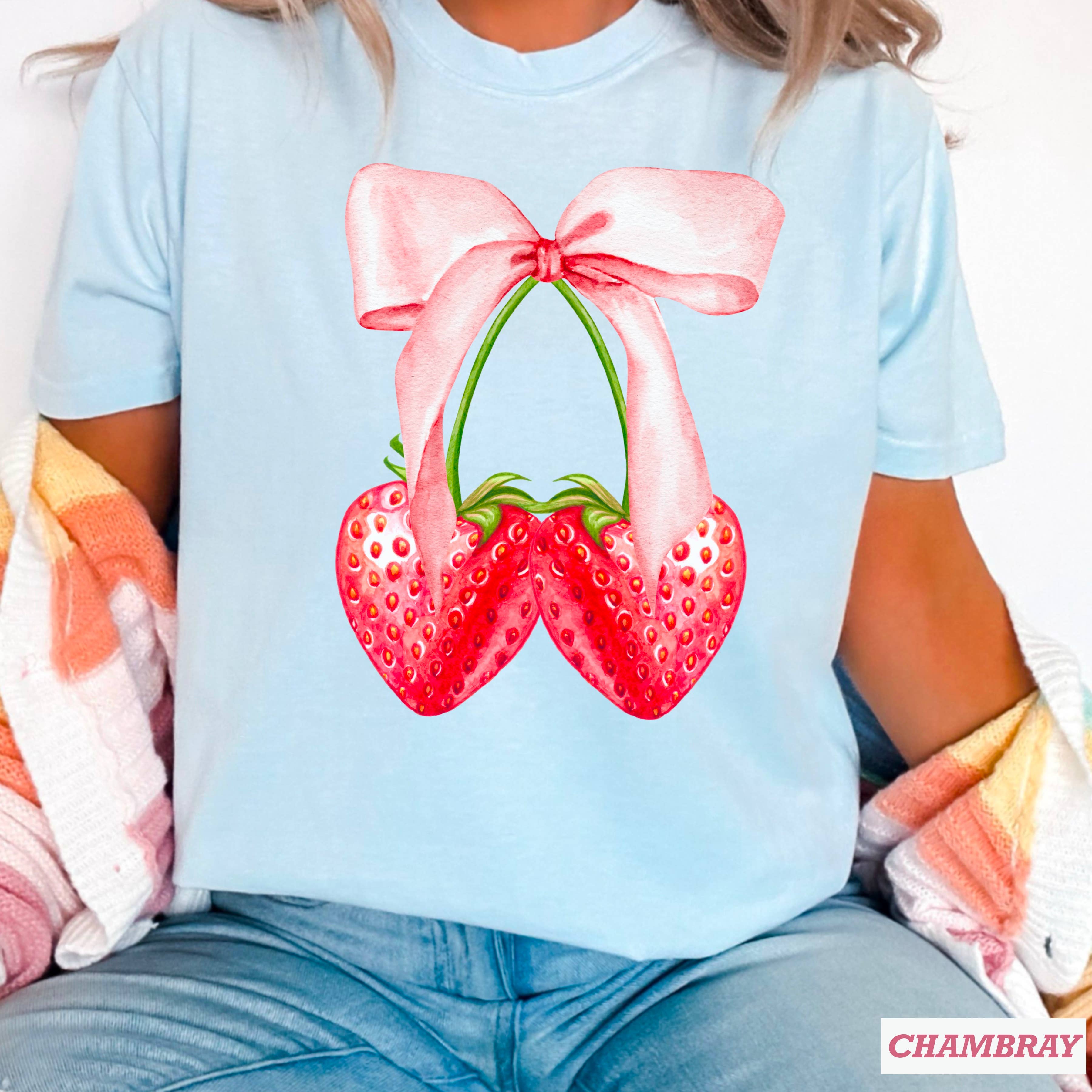Coquette Strawberries Graphic Comfort Colors - Adult & Kids T-Shirts, Sweatshirts & Hoodies apparel design preview 1