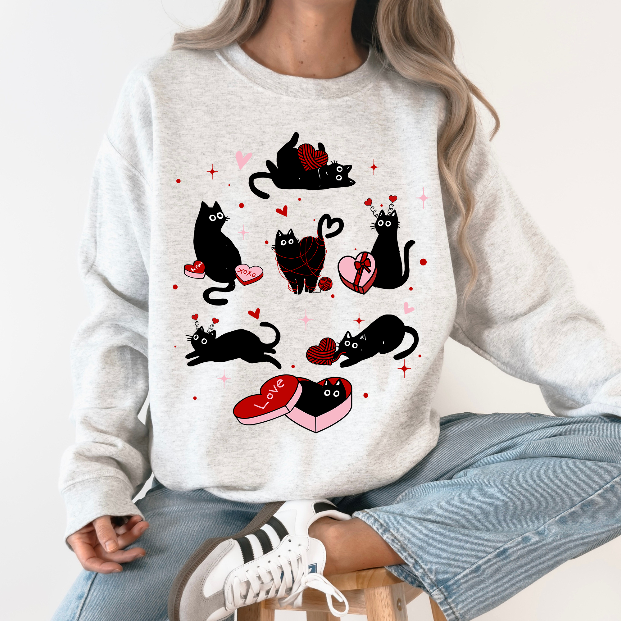Valentine's Day Kitties, Cat Lover, Love - Adult & Kids T-Shirts, Sweatshirts & Hoodies apparel design preview 1