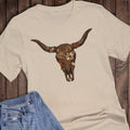 Western Brush Stroke Floral Cow Skull Graphic - Adult & Kids T-Shirts, Sweatshirts & Hoodies apparel design preview 1