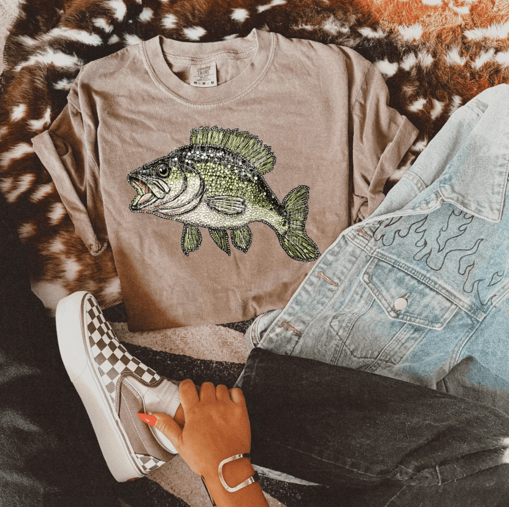 Faux Rhinestone Bass Fishing Comfort Color - Adult & Kids T-Shirts, Sweatshirts & Hoodies apparel design preview 1