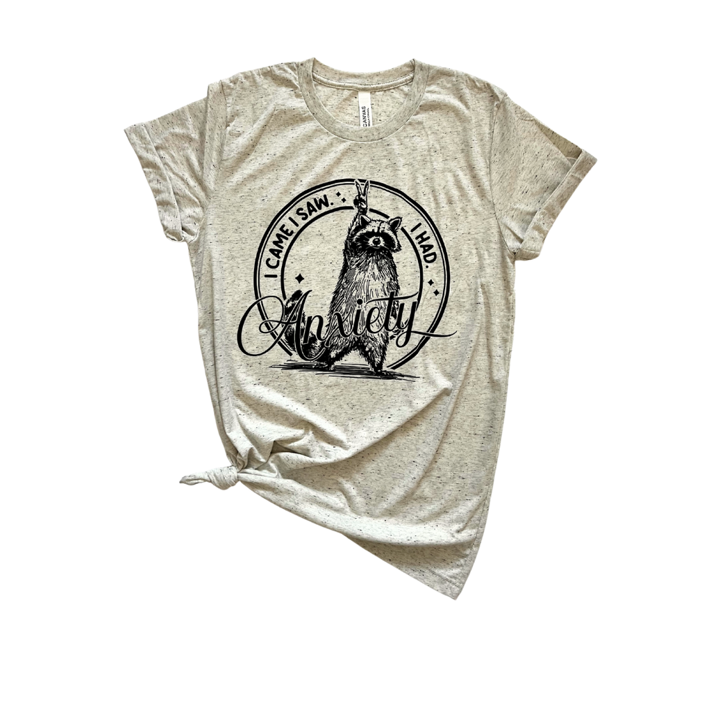 I Came Saw Had Anxiety Raccoon - Adult & Kids T-Shirts, Sweatshirts & Hoodies apparel design preview 1