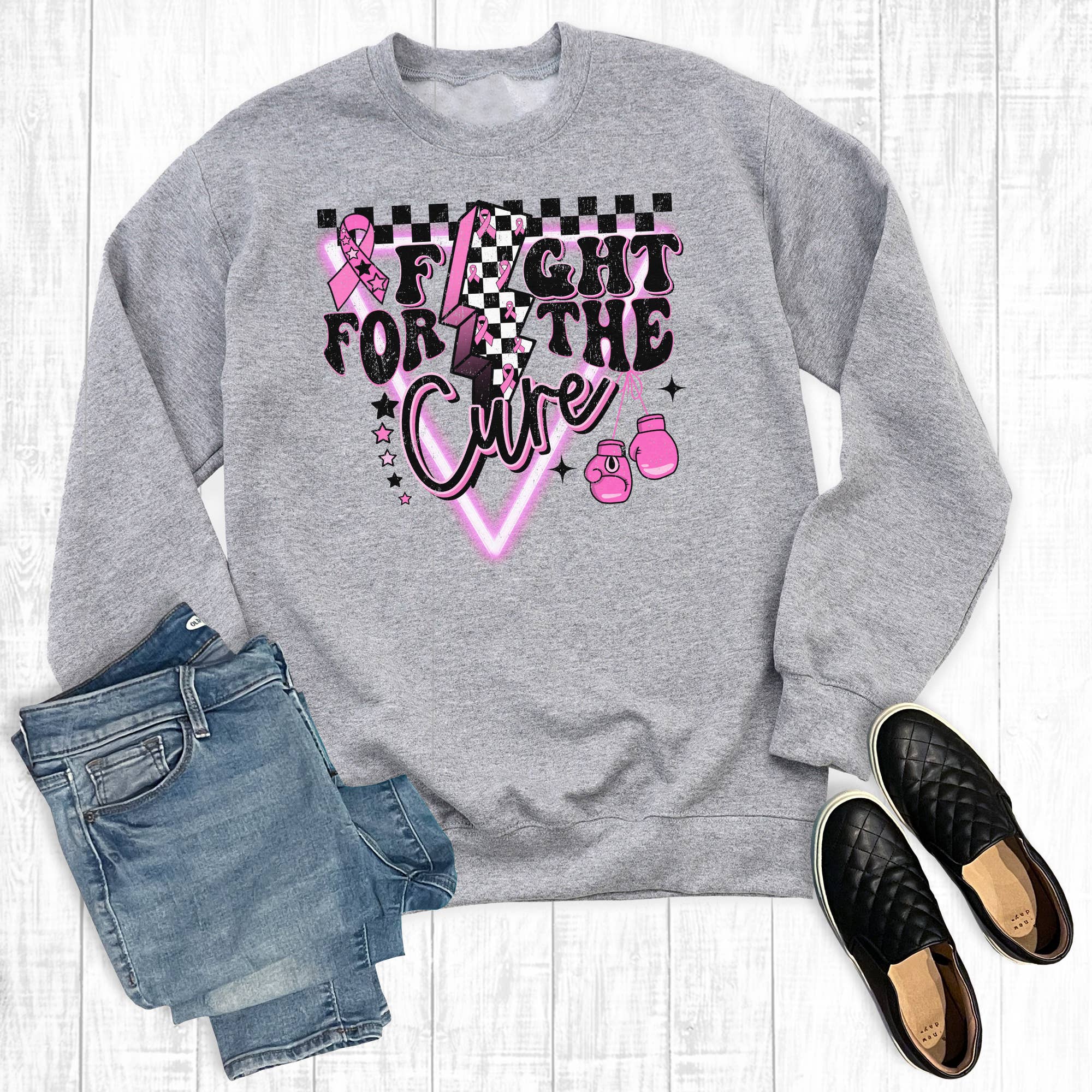 Breast Cancer Fight For the Cure Checkered - Adult & Kids T-Shirts, Sweatshirts & Hoodies apparel design preview 1