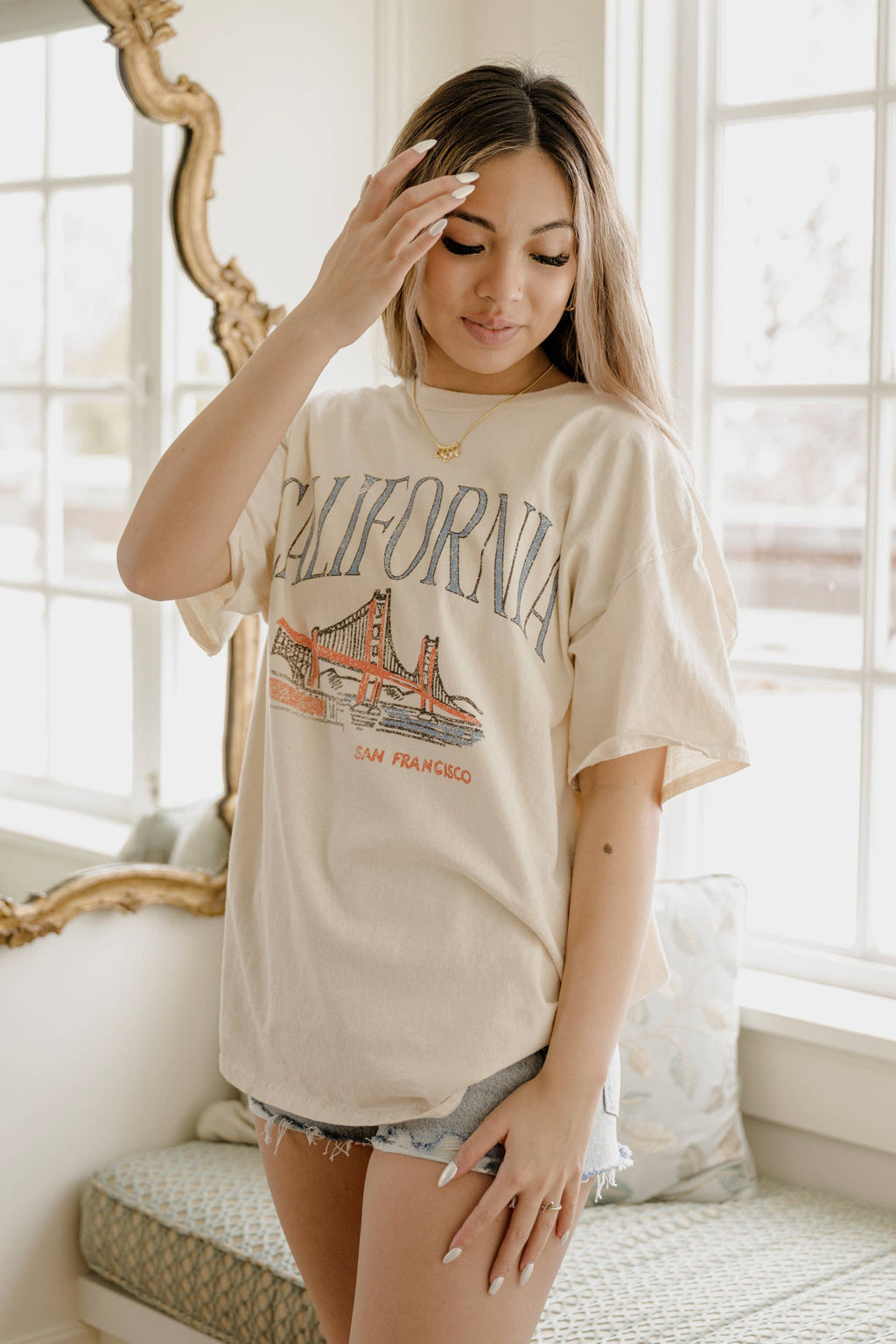 California San Fran Off White Thrifted Graphic - Adult & Kids T-Shirts, Sweatshirts & Hoodies apparel design preview 1