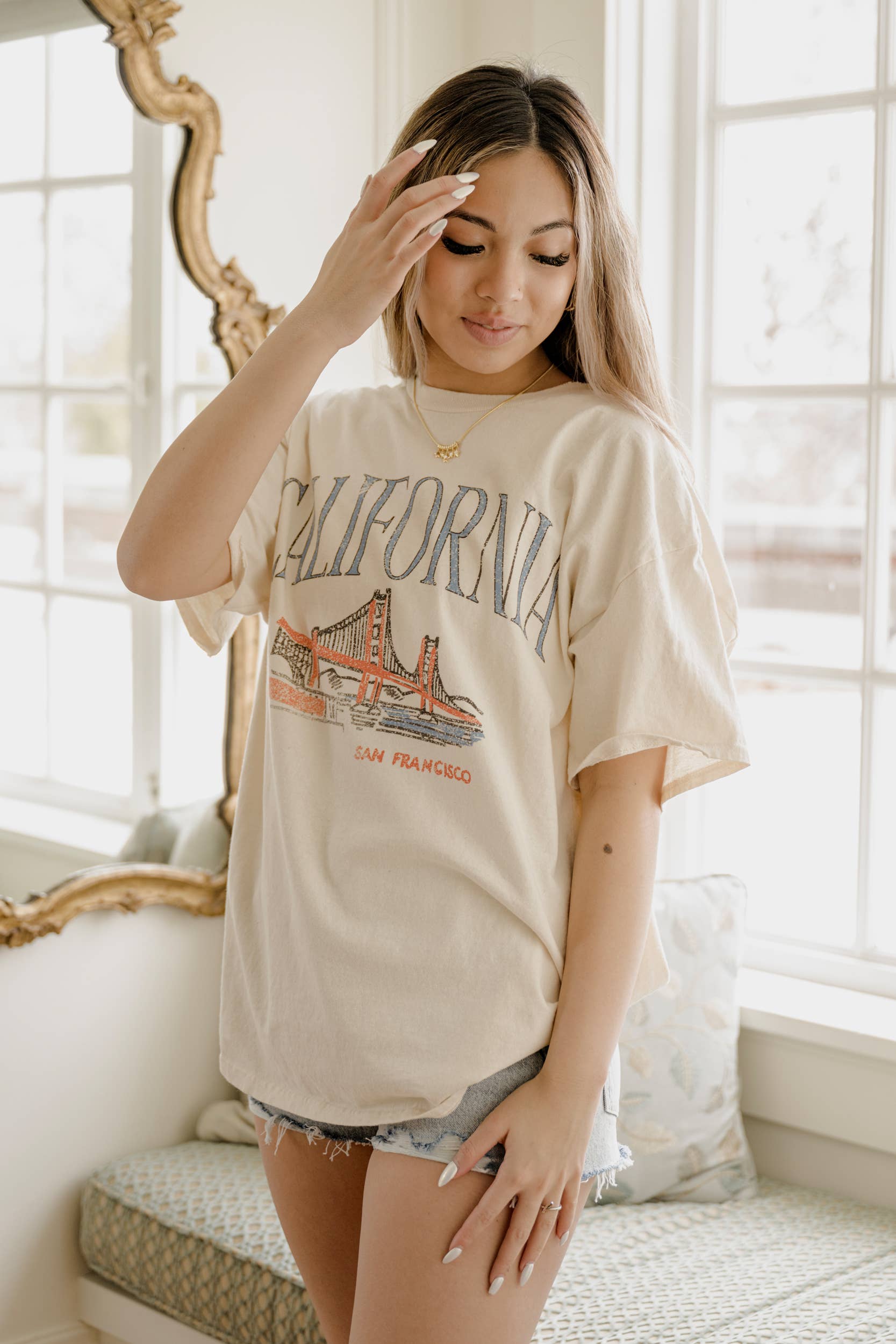 California San Fran Off White Thrifted Graphic - Adult & Kids T-Shirts, Sweatshirts & Hoodies apparel design preview 1