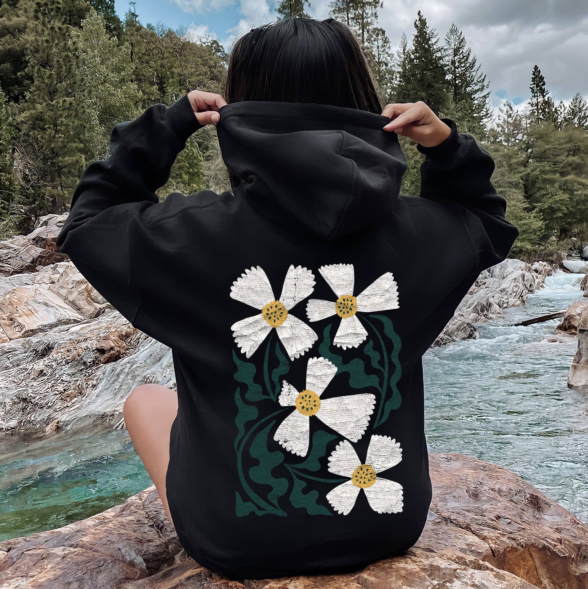 Boho Art Nouveau Flowers, Bold Design - Adult & Kids T-Shirts, Sweatshirts & Hoodies apparel design preview 1