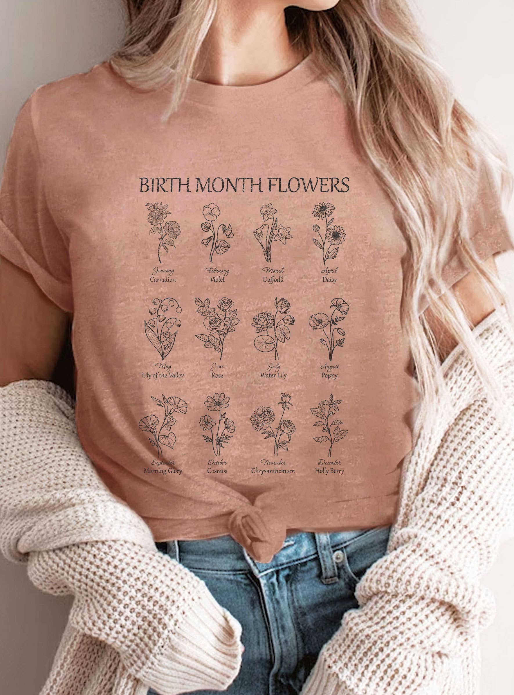Birth Month Flowers Graphic - Adult & Kids T-Shirts, Sweatshirts & Hoodies apparel design preview 1