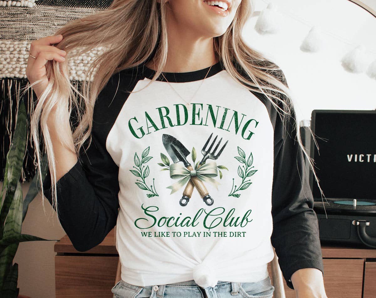 Gardening Social Club Cute Garden Baseball Raglan - Adult & Kids T-Shirts, Sweatshirts & Hoodies apparel design preview 1
