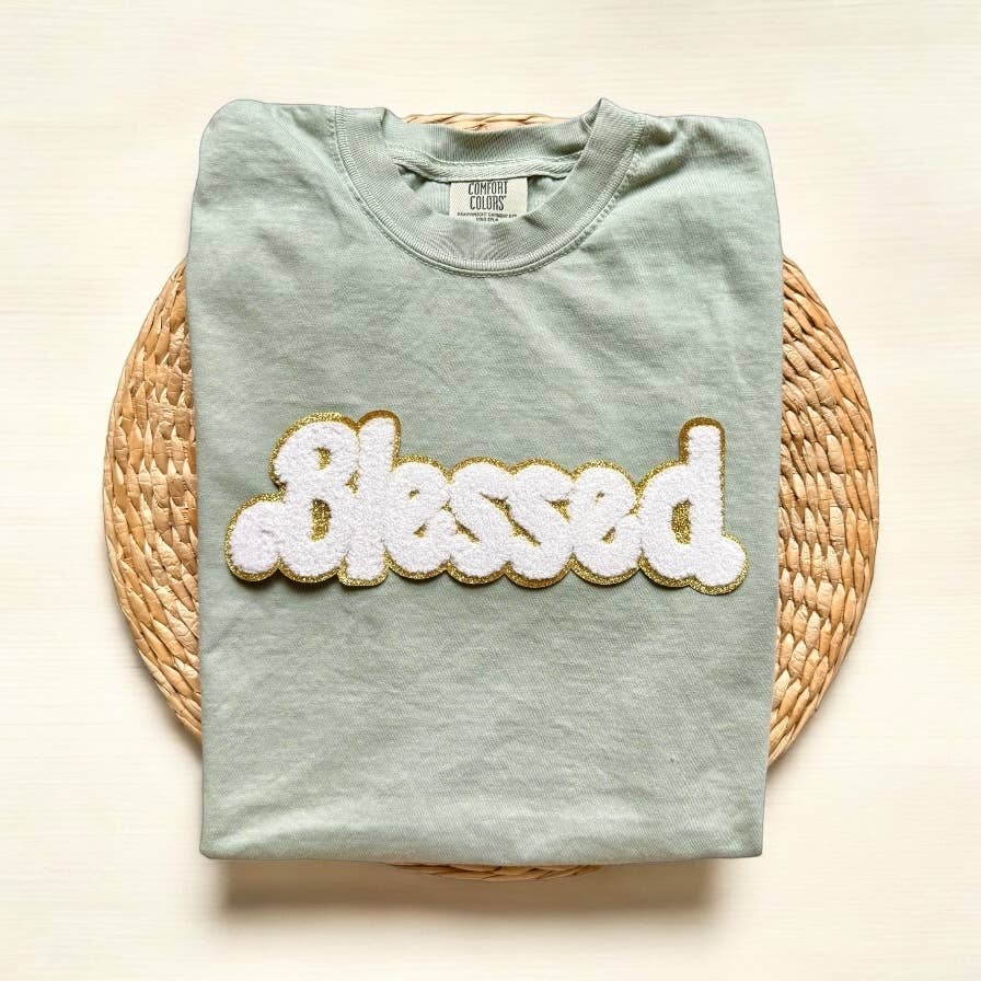 Comfort Colors Chenille Patch Blessed - Adult & Kids T-Shirts, Sweatshirts & Hoodies apparel design preview 1