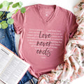 Love Never Ends V-Neck - Adult & Kids T-Shirts, Sweatshirts & Hoodies apparel design preview 1