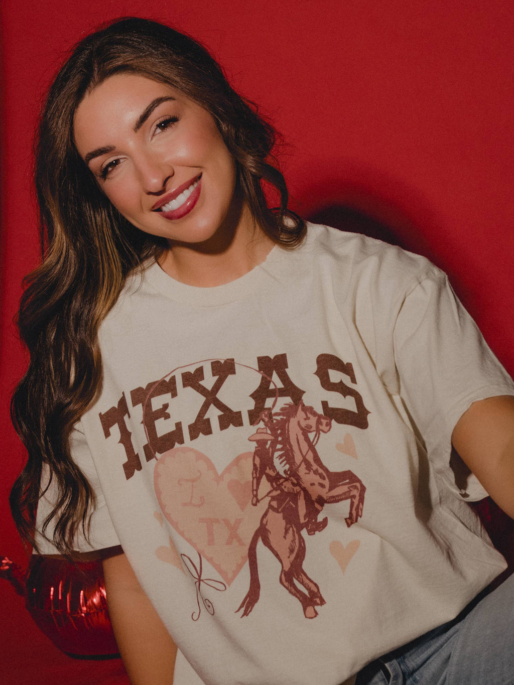 Texas Hearts and Horses Off White Thrifted Graphic - Adult & Kids T-Shirts, Sweatshirts & Hoodies apparel design preview 1