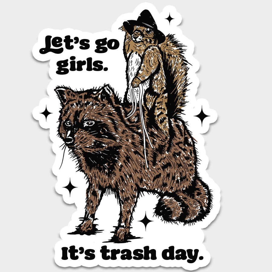 Let's Go Girls Sticker Decal, Funny Racoon, Western - Adult & Kids T-Shirts, Sweatshirts & Hoodies apparel design preview 1