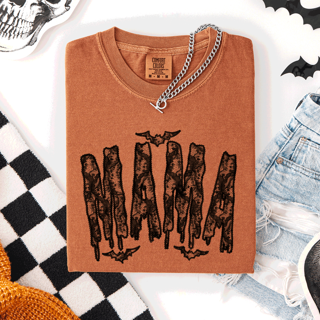 Mama, Faux Lace, Halloween, Coquette, Cute - Adult & Kids T-Shirts, Sweatshirts & Hoodies apparel design preview 1