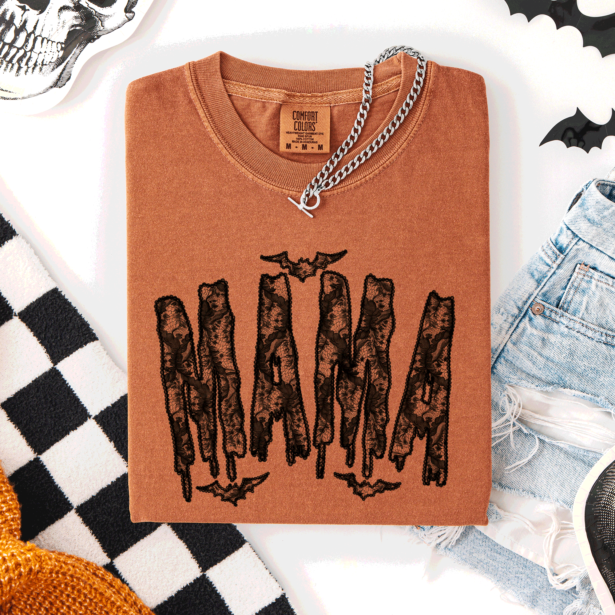 Mama, Faux Lace, Halloween, Coquette, Cute - Adult & Kids T-Shirts, Sweatshirts & Hoodies apparel design preview 1