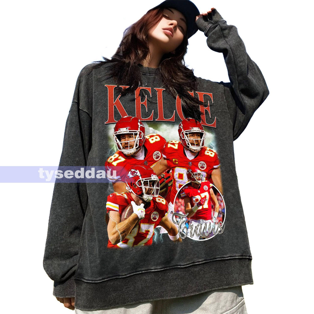 Travis Kelce Vintage Washed Tight End Graphic - Adult & Kids T-Shirts, Sweatshirts & Hoodies apparel design preview 1