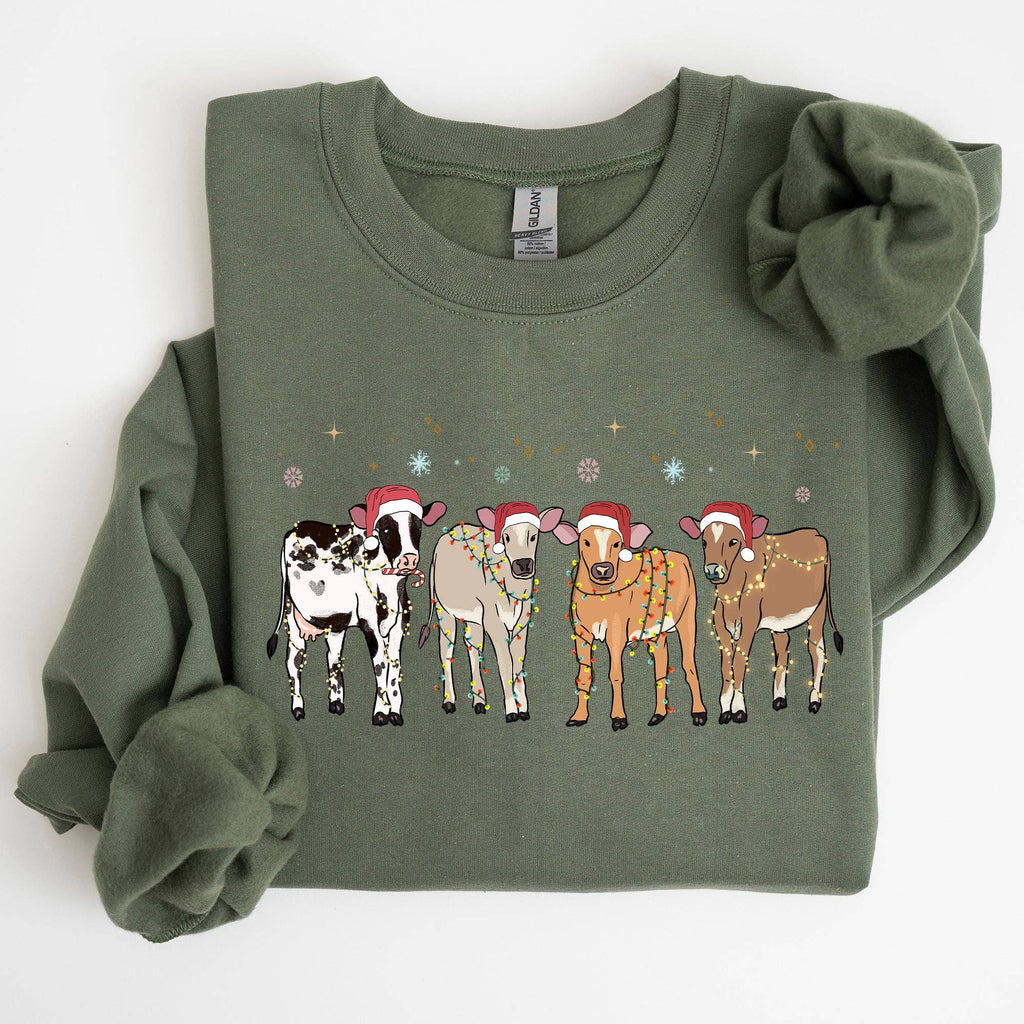 Christmas Calves, Holstein Cow Lovers Farm Life - Adult & Kids T-Shirts, Sweatshirts & Hoodies apparel design preview 1