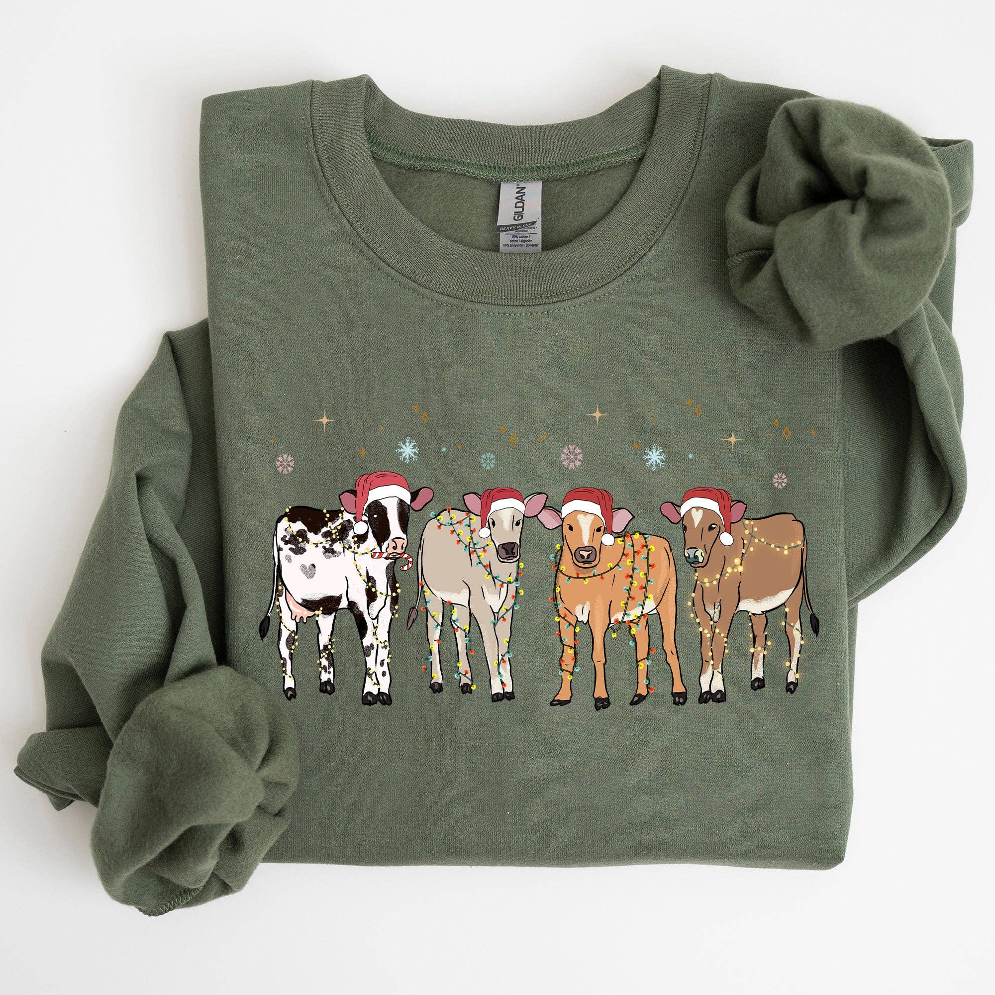 Christmas Calves, Holstein Cow Lovers Farm Life - Adult & Kids T-Shirts, Sweatshirts & Hoodies apparel design preview 1