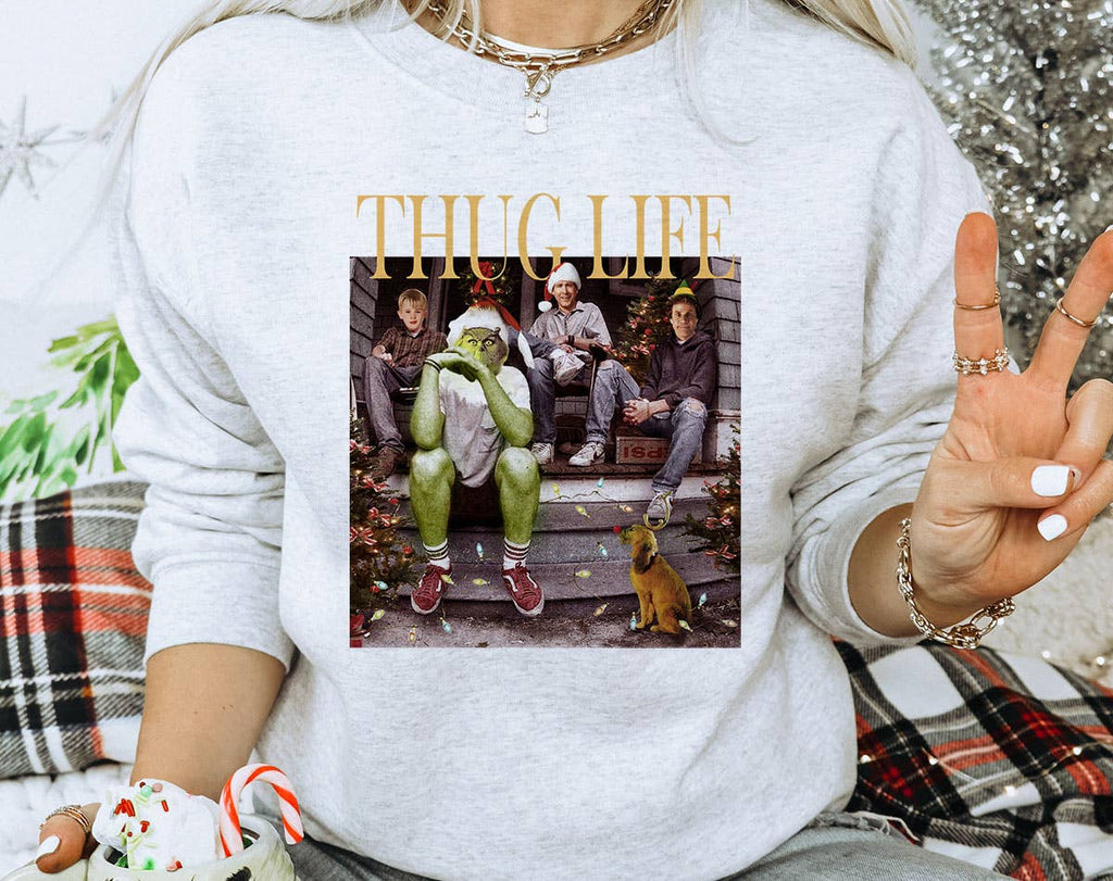 Christmas Movie Grinch Thug Life Funny Xmas - Adult & Kids T-Shirts, Sweatshirts & Hoodies apparel design preview 1
