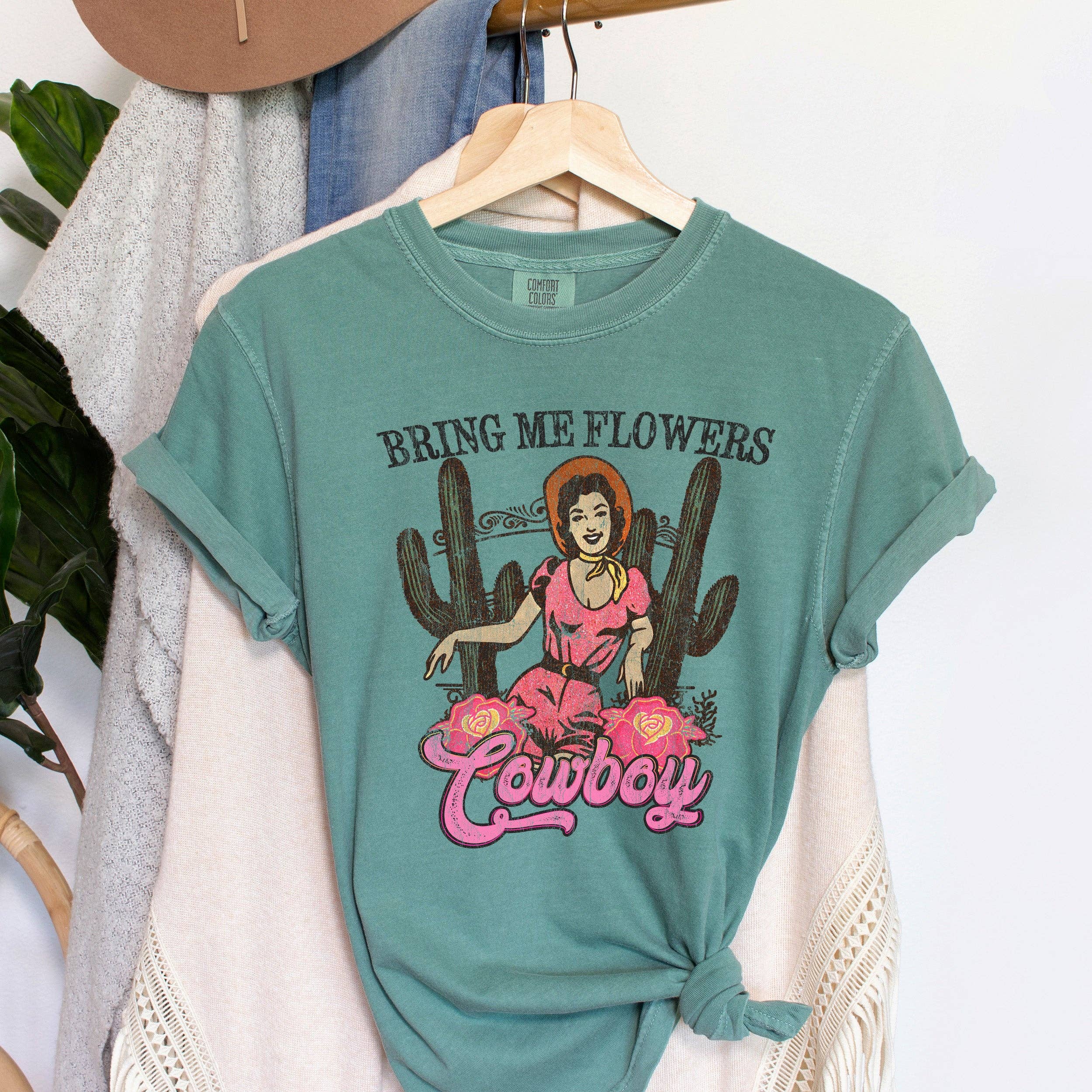 Bring Me Flowers Cowboy Vintage - Adult & Kids T-Shirts, Sweatshirts & Hoodies apparel design preview 1