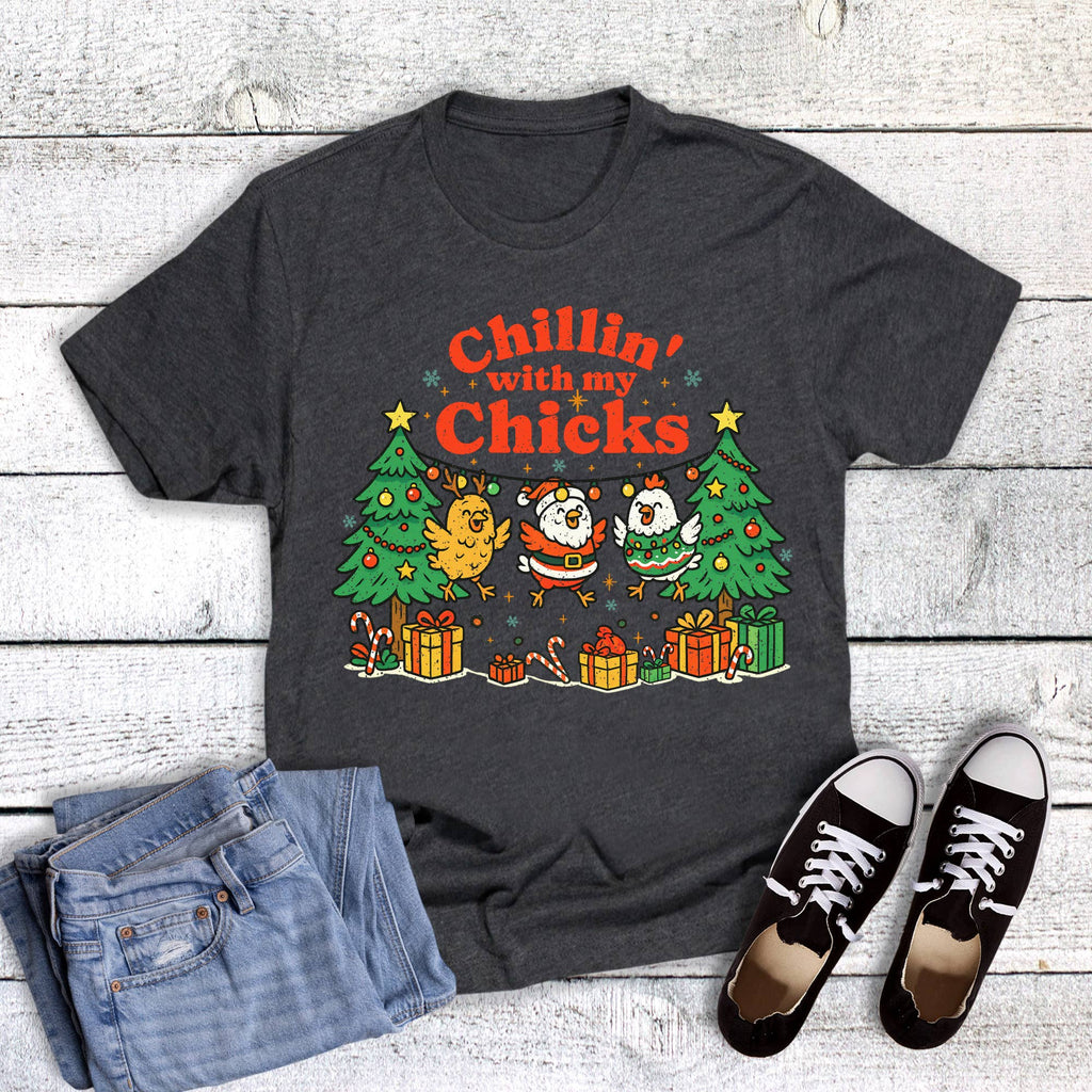 Christmas Chickens Chillin' with My Chicks Graphic - Adult & Kids T-Shirts, Sweatshirts & Hoodies apparel design preview 1