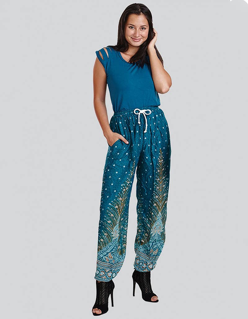 Peacock Print Harem Pant (TH-901) - Adult & Kids T-Shirts, Sweatshirts & Hoodies apparel design preview 1