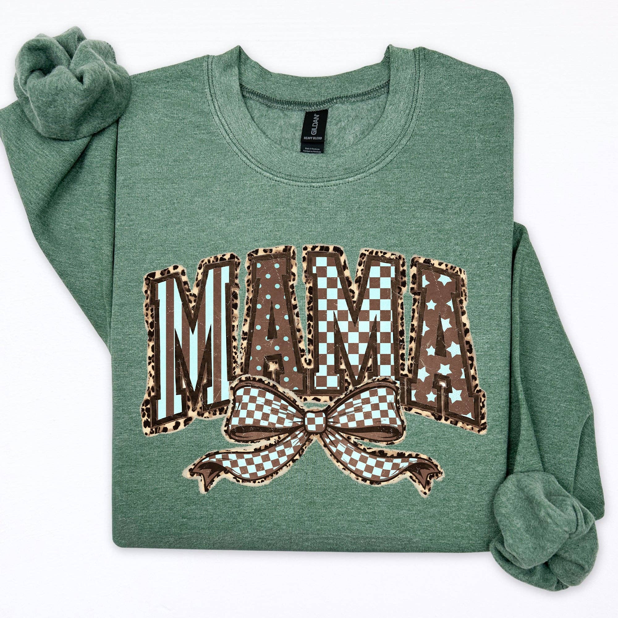 Retro Mama, Bow, Mother's Day, Checkered, Star - Adult & Kids T-Shirts, Sweatshirts & Hoodies apparel design preview 1