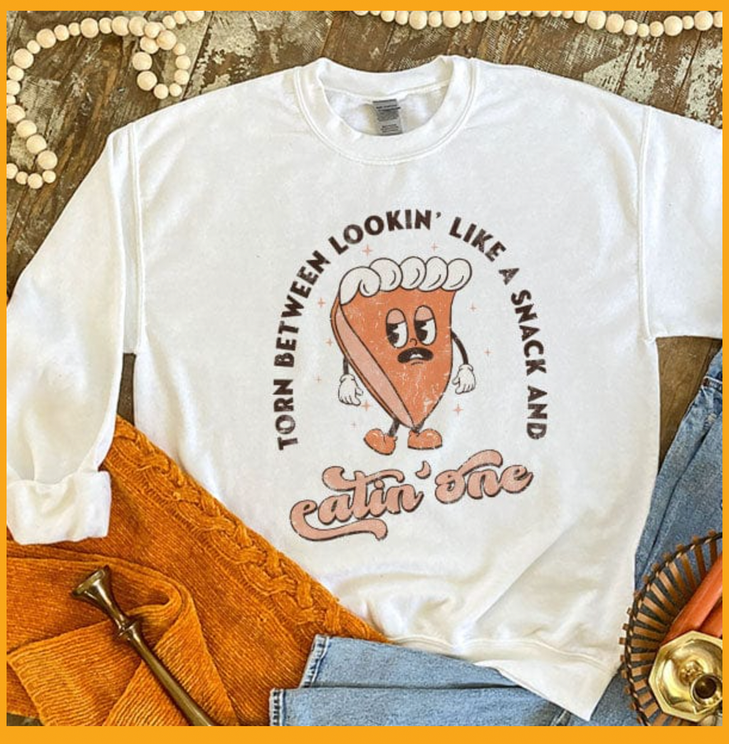 Torn Between Lookin Like A Snack and Eating One - Adult & Kids T-Shirts, Sweatshirts & Hoodies apparel design preview 1