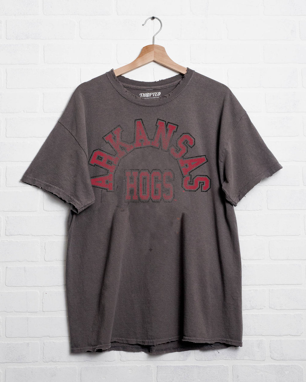 Arkansas Razorbacks Mega Arch Charcoal Thrifted - Adult & Kids T-Shirts, Sweatshirts & Hoodies apparel design preview 1