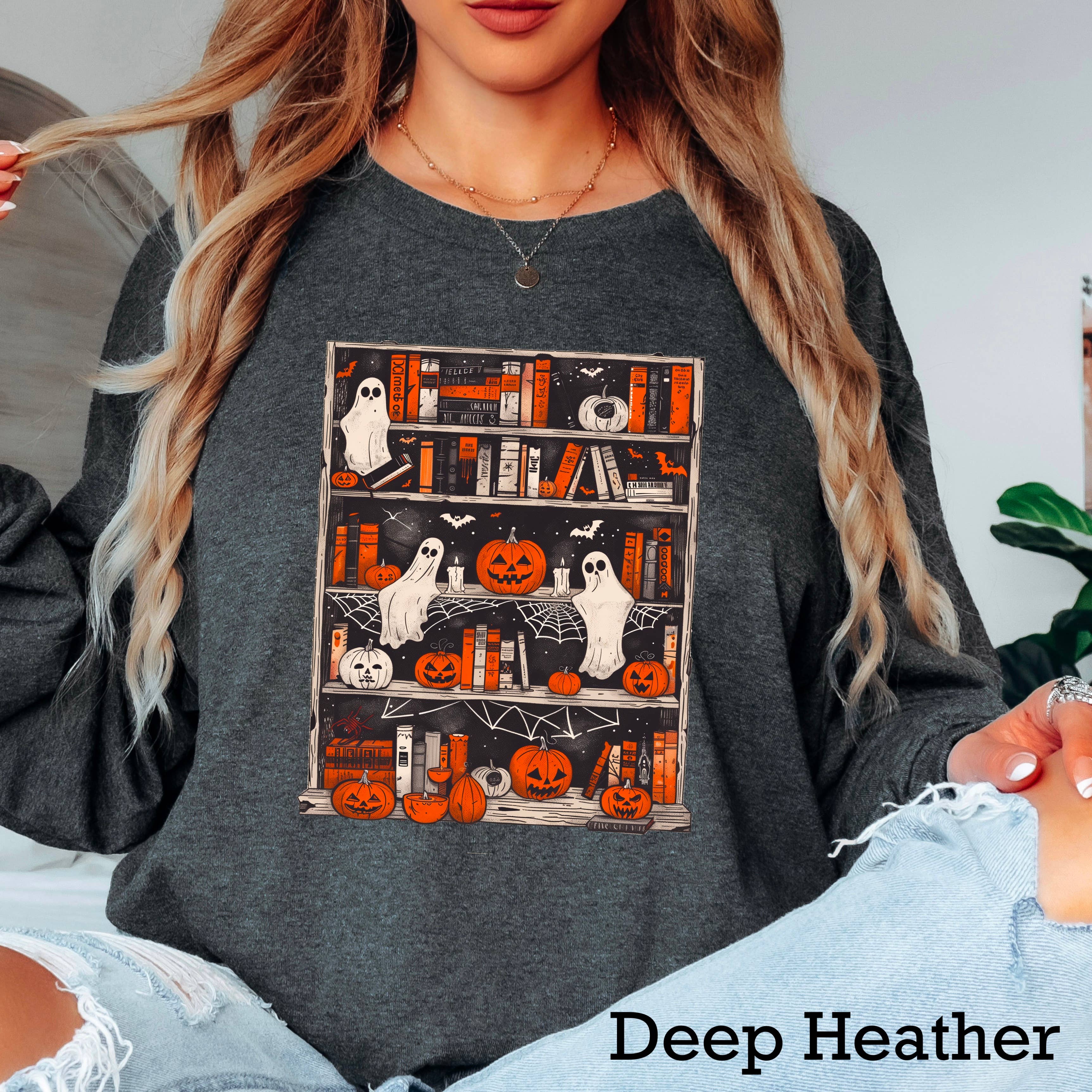 Halloween 2025 Ghost Bookcase Gildan - Adult & Kids T-Shirts, Sweatshirts & Hoodies apparel design preview 1