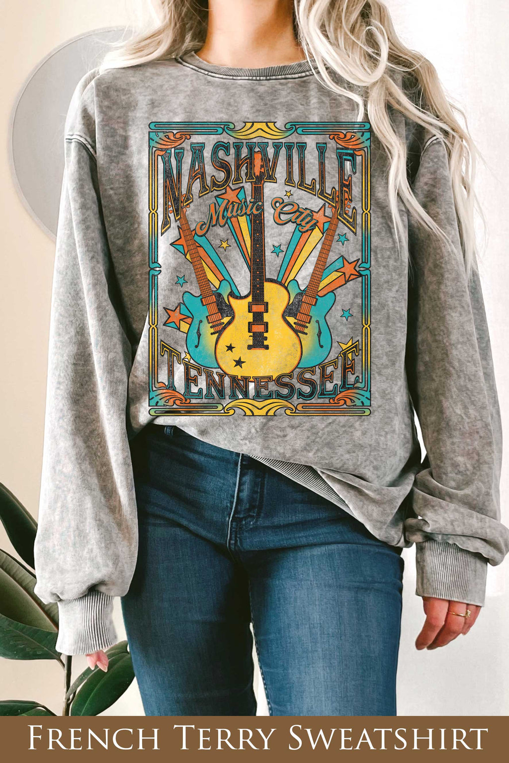 Nashville Music City Graphix Mineral Terry - Adult & Kids T-Shirts, Sweatshirts & Hoodies apparel design preview 1
