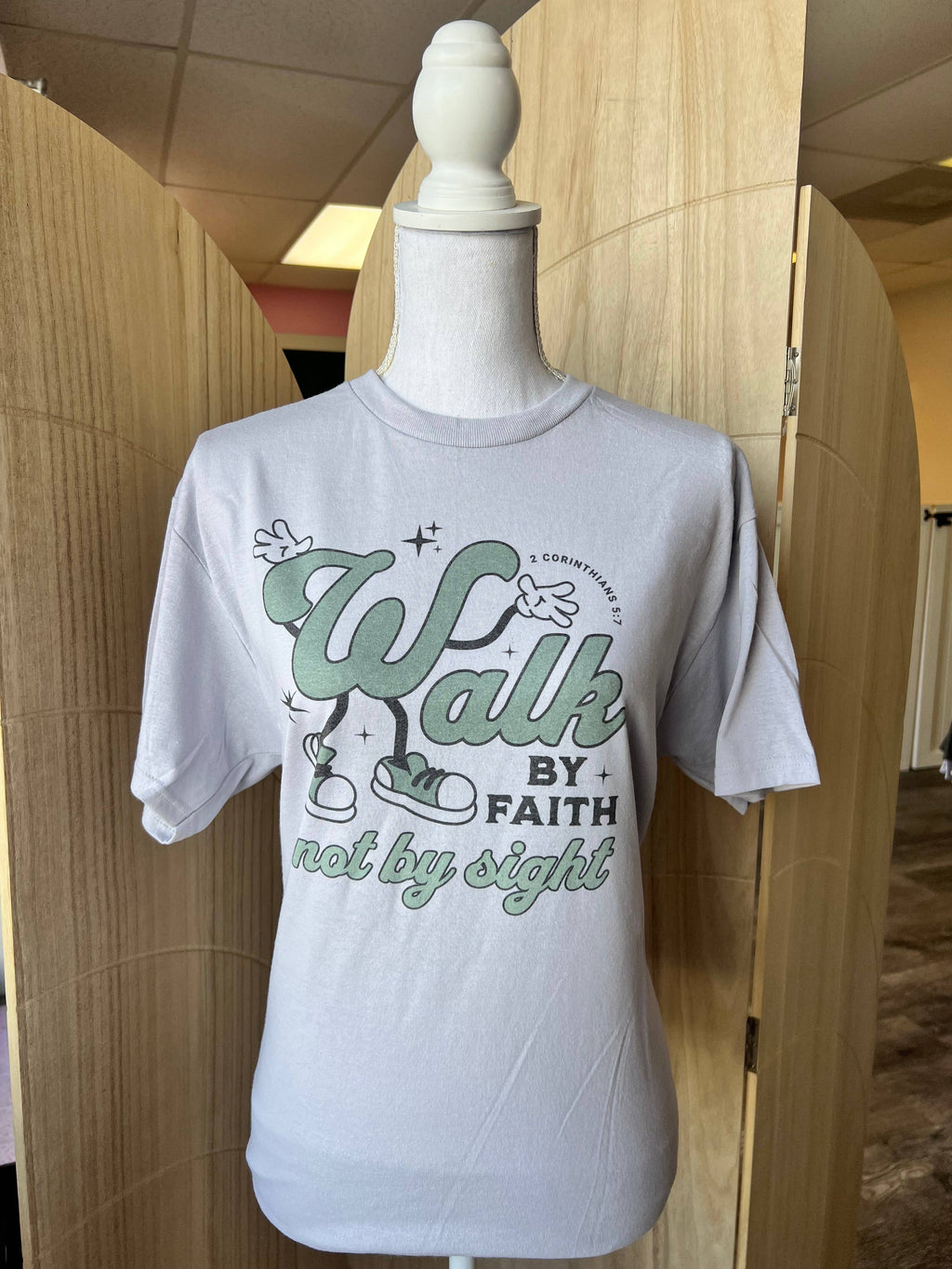 Walk By Faith Not Sight On Silver - Adult & Kids T-Shirts, Sweatshirts & Hoodies apparel design preview 1