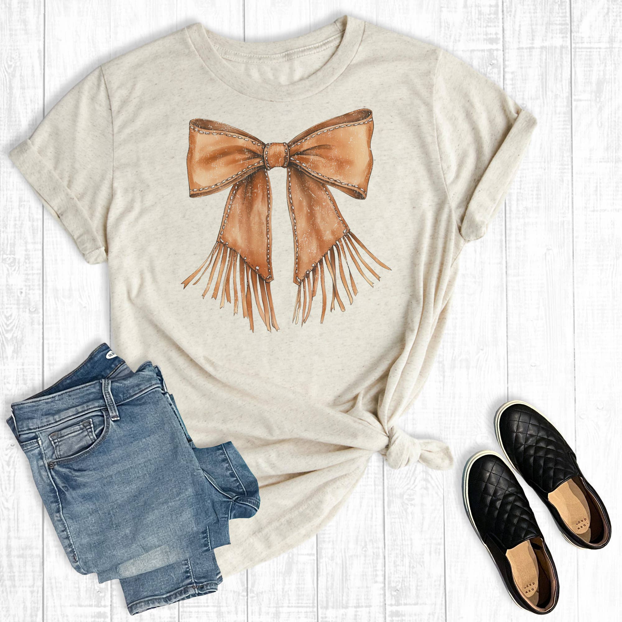 Western Cowgirl Coquette Bow Graphic - Adult & Kids T-Shirts, Sweatshirts & Hoodies apparel design preview 1