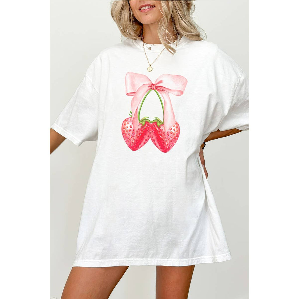 Strawberry Ribbon Vintage Graphic Oversized - Adult & Kids T-Shirts, Sweatshirts & Hoodies apparel design preview 1