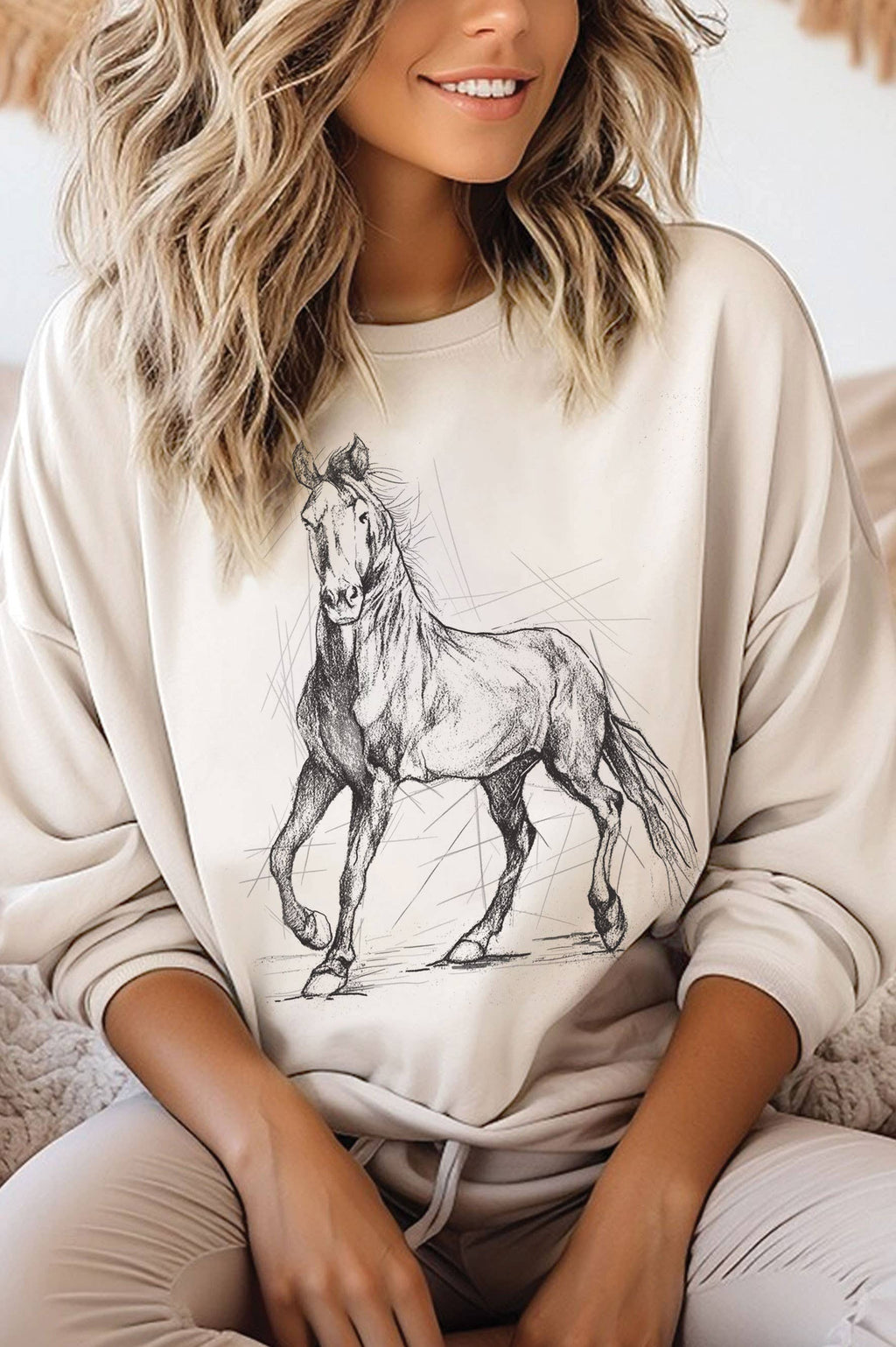 Horse Sketch Graphic Brushed - Adult & Kids T-Shirts, Sweatshirts & Hoodies apparel design preview 1