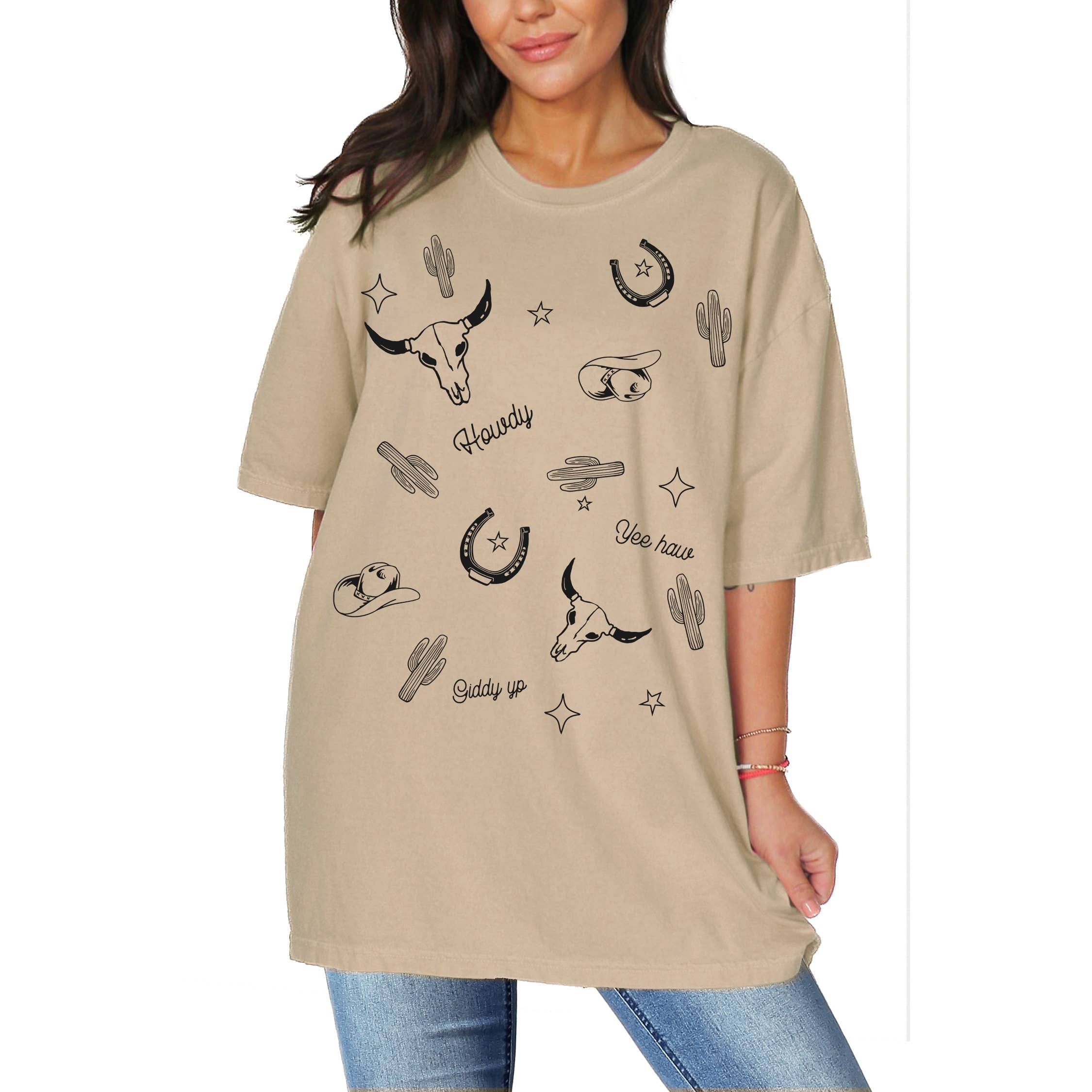 Howdy Western Print Unisex Oversized - Adult & Kids T-Shirts, Sweatshirts & Hoodies apparel design preview 1