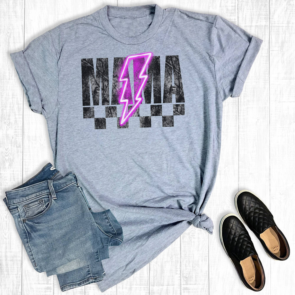 Mama Neon Lightning Bolt Mother's Day Graphic - Adult & Kids T-Shirts, Sweatshirts & Hoodies apparel design preview 1
