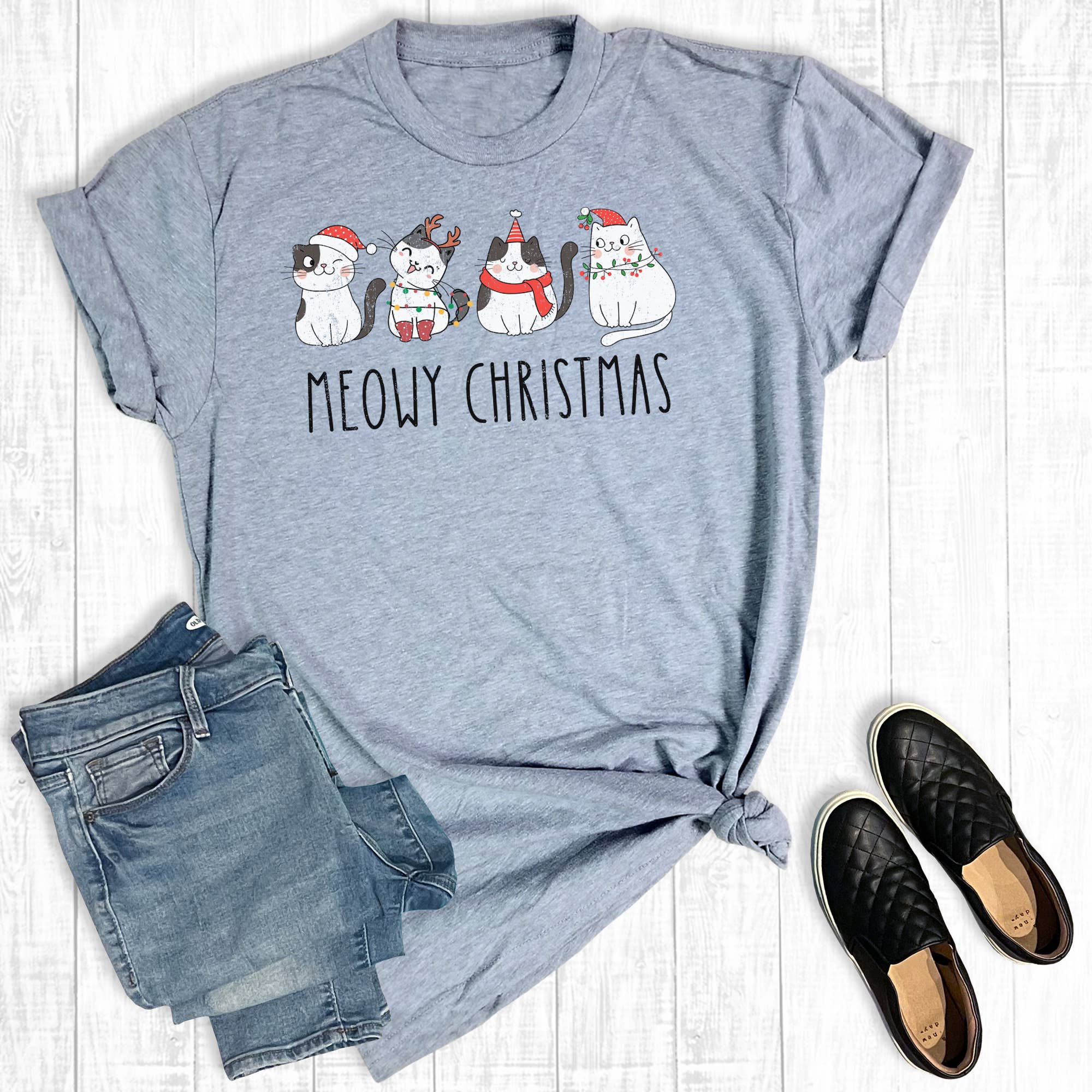 Meowy Christmas Cats Graphic - Adult & Kids T-Shirts, Sweatshirts & Hoodies apparel design preview 1