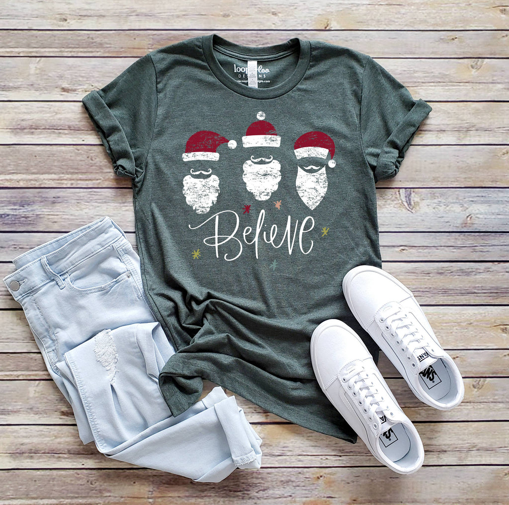Believe Santas Christmas Sizes XS-2XL - Adult & Kids T-Shirts, Sweatshirts & Hoodies apparel design preview 1