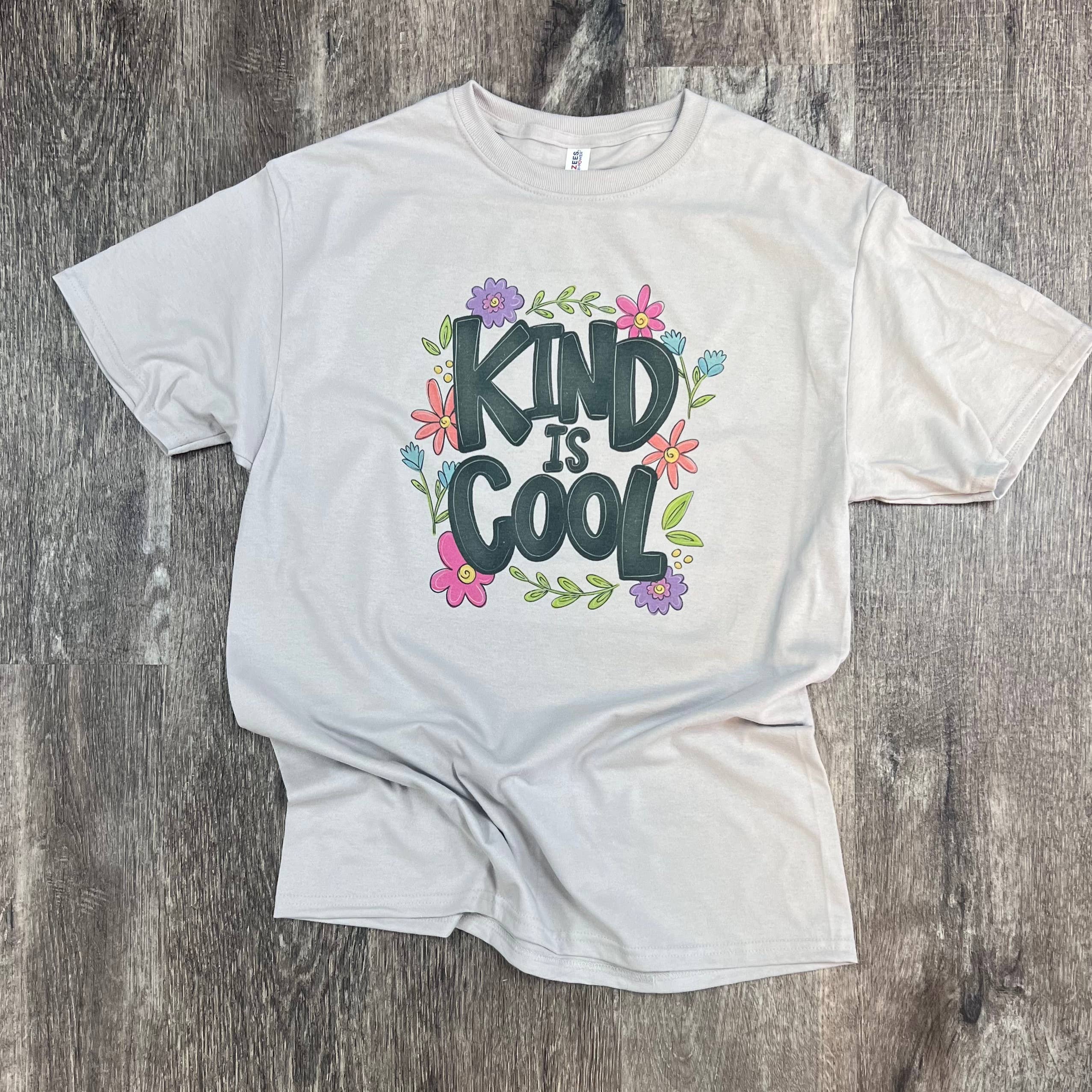 Kind Is Cool Floral On Silver - Adult & Kids T-Shirts, Sweatshirts & Hoodies apparel design preview 1