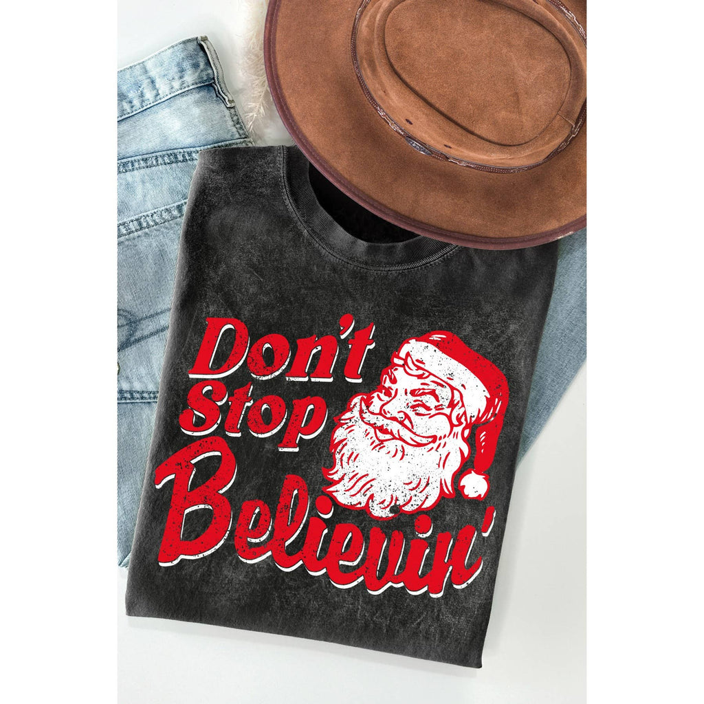 Dont Stop Believin Santa Mineral Wash - Adult & Kids T-Shirts, Sweatshirts & Hoodies apparel design preview 1