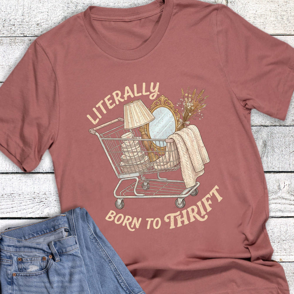 Vintage Literally Born To Thrift Graphic - Adult & Kids T-Shirts, Sweatshirts & Hoodies apparel design preview 1